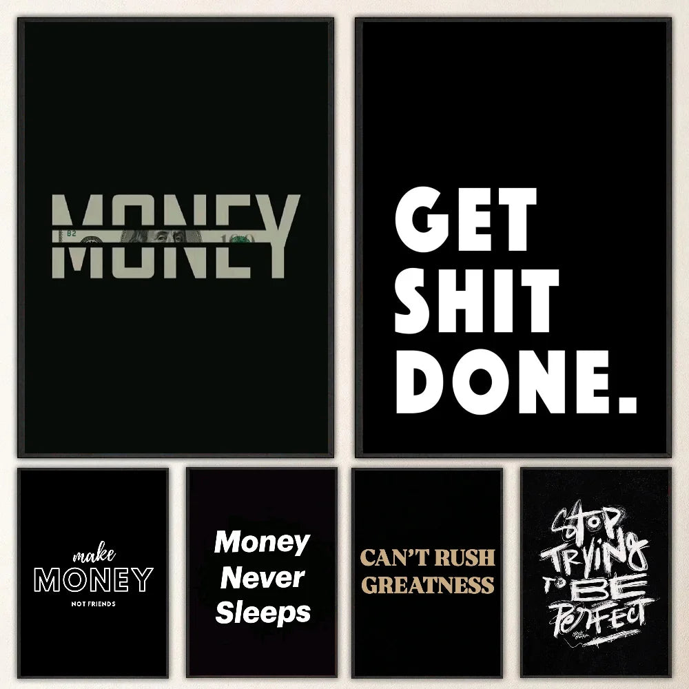 “Money Never Sleeps” Motivational Wall Art Poster