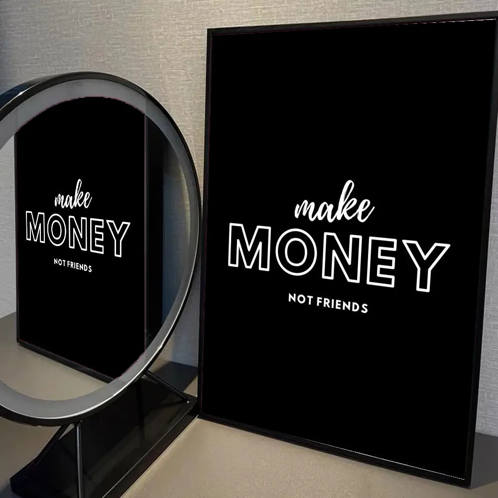“Money Never Sleeps” Motivational Wall Art Poster